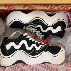 Black and White Wave Sneakers
